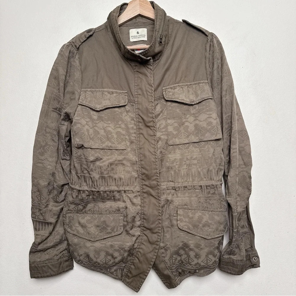 Maison Scotch Womens M Brown Military Jacket Gorp Core